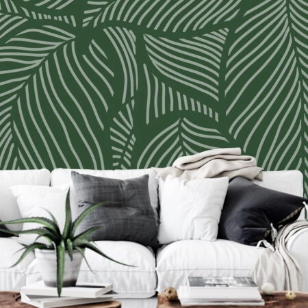 Αυτοκόλλητη Ταπετσαρία τοίχου MINIMAL GREEN LEAVES - Tropical Sticky 1
