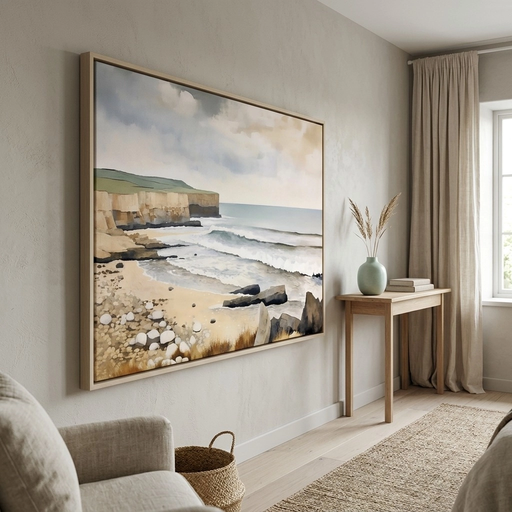 Πινακας σε καμβά PAINTING OF THE  SEASCAPE WITH ROCK SHORE