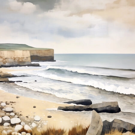 Πινακας σε καμβά PAINTING OF THE  SEASCAPE WITH ROCK SHORE - Παραλιες Sticky 10