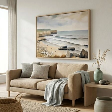 Πινακας σε καμβά PAINTING OF THE  SEASCAPE WITH ROCK SHORE - Παραλιες Sticky 2