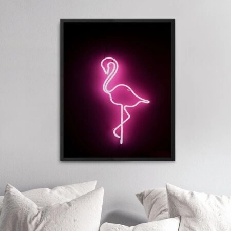 Πόστερ PINK FLAMINGO IN NEON - Ζωα