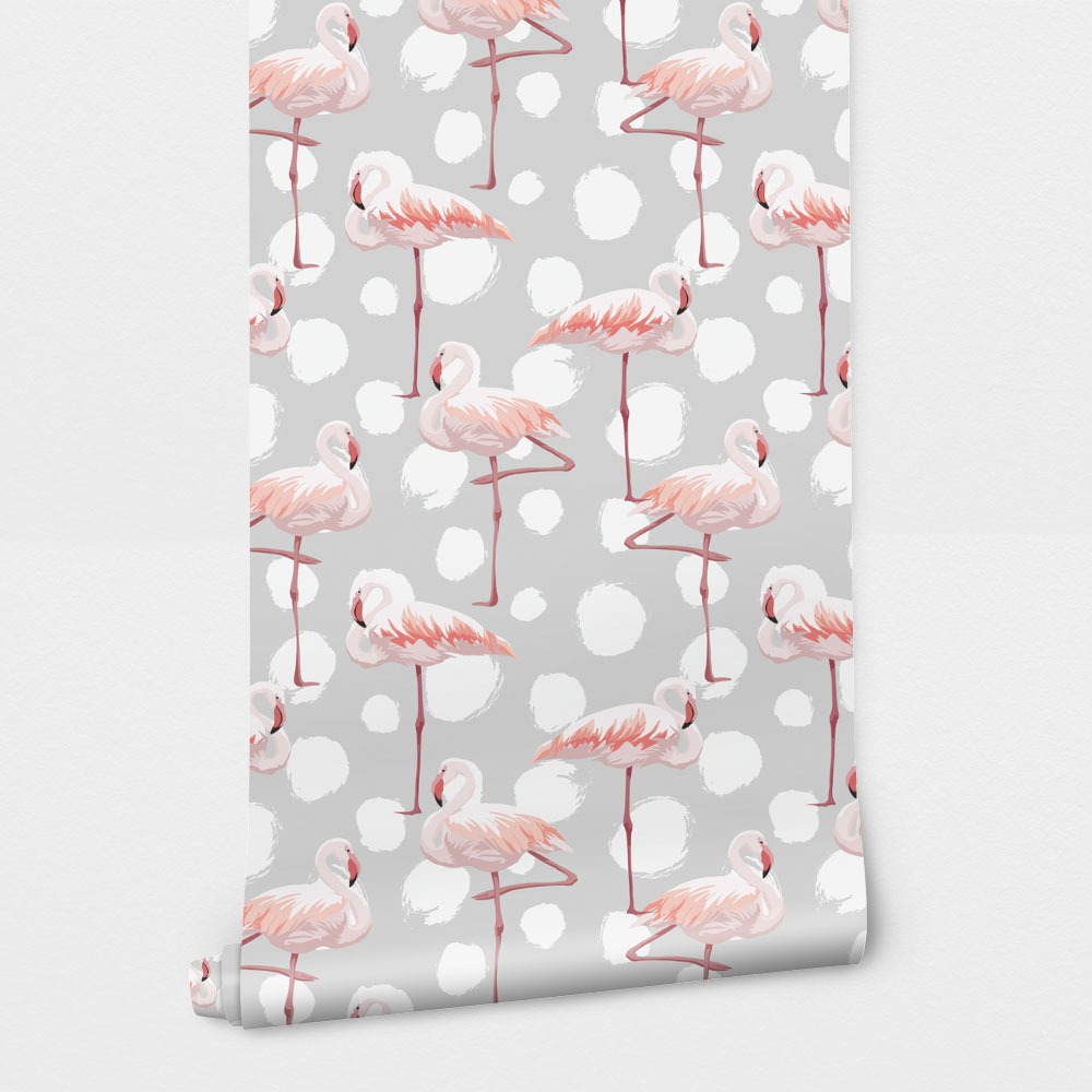 Αυτοκόλλητη Ταπετσαρία τοίχου PINK FLAMINGOS