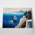 Πινακας σε καμβά SEASCAPE OF SANTORINI OIL PAINTING