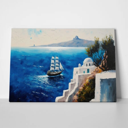 Πινακας σε καμβά SEASCAPE OF SANTORINI OIL PAINTING - Νησια Sticky 1