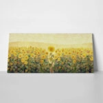 Πίνακας Πανοραμικός Σε Καμβά SUNFLOWER FIELD OIL PAINTING