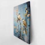 Πινακας σε καμβά TWO BIRDS ON A TREE WITH WHITE FLOWERS