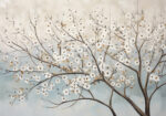Πινακας σε καμβά WATERCOLOR PAINTING OF WHITE SAKURA FLOWERS