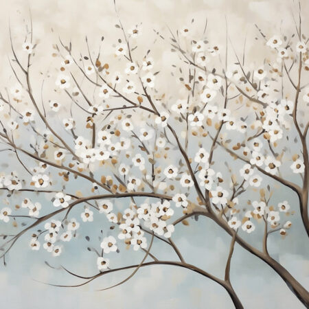 Πινακας σε καμβά WATERCOLOR PAINTING OF WHITE SAKURA FLOWERS - Ανθη Δεντρων Sticky 5