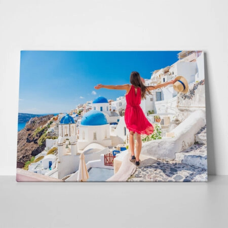 Πινακας σε καμβά WOMAN IN SANTORINI - Νησια