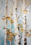 Πινακας σε καμβά BIRCH BRANCHES WITH GOLD LEAVES