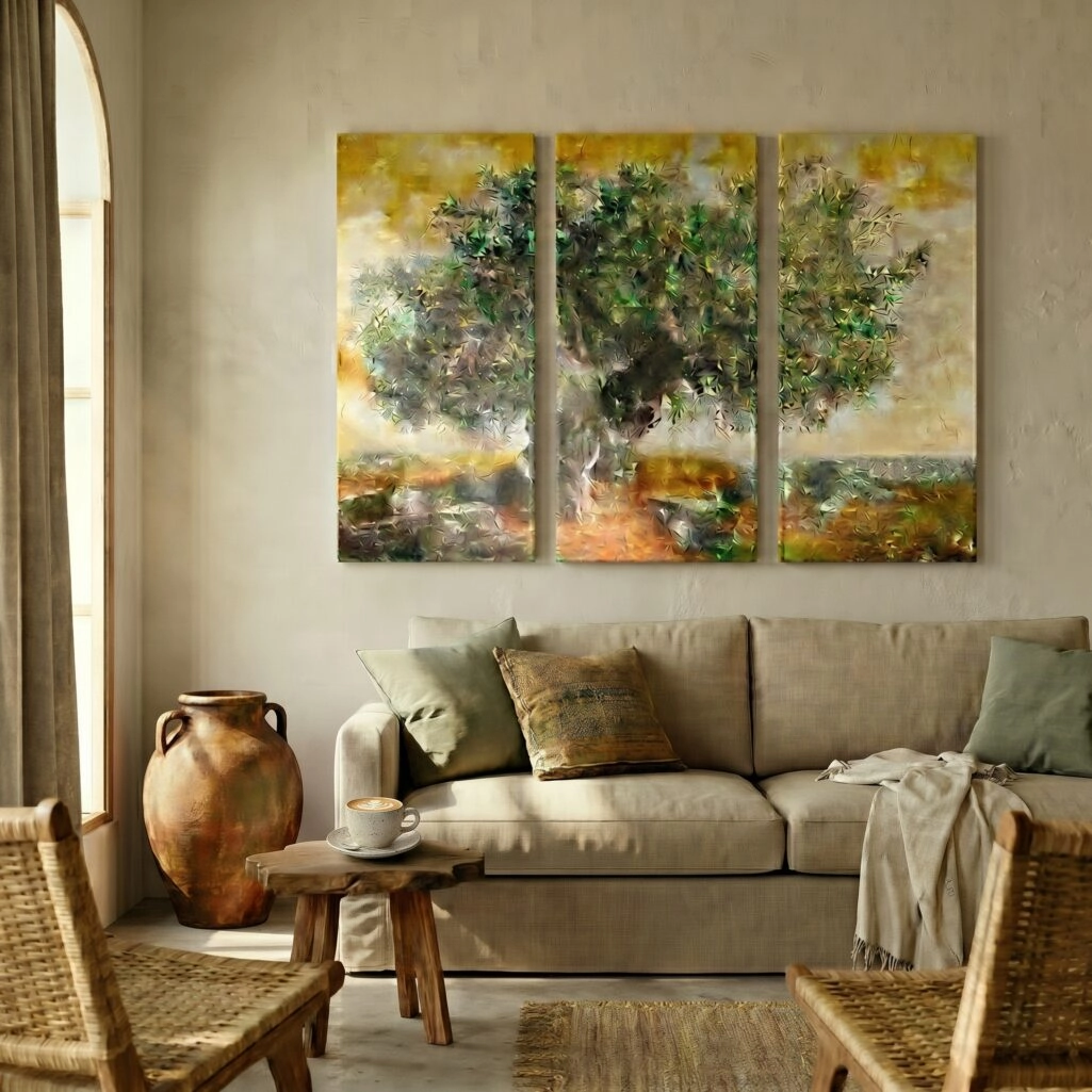 Τρίπτυχος Πινακας OLIVE TREE PAINTING