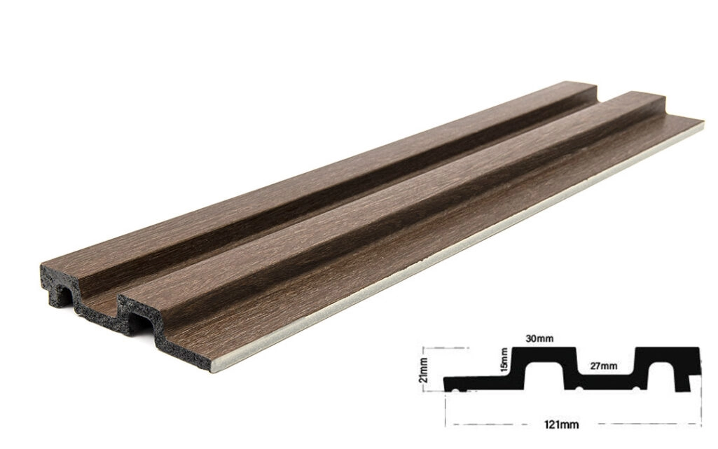 Διακοσμητικό panel τοίχου  με 3D πηχακια 08 RESIDENCE πλατος 12.2cm x υψος 2.90m DARK BROWN OAK