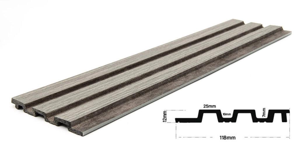 Διακοσμητικό panel τοίχου με 3D πηχακια 02/116 PIANO πλατος 12.2cm x υψος 2.90m GREY OAK/RUST