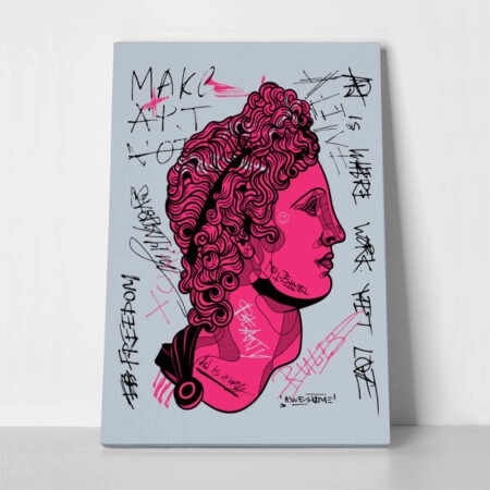 Πινακας σε καμβά APOLLO PINK CALLIGRAPHY - Πορτραιτα και Φιγουρες Sticky 1