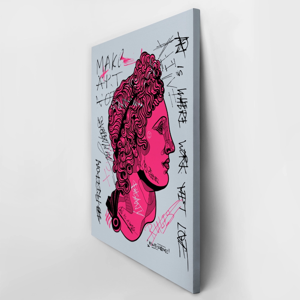 Πινακας σε καμβά APOLLO PINK CALLIGRAPHY
