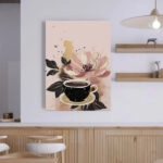 Πινακας σε καμβά CUP OF COFFEE WITH FLOWERS