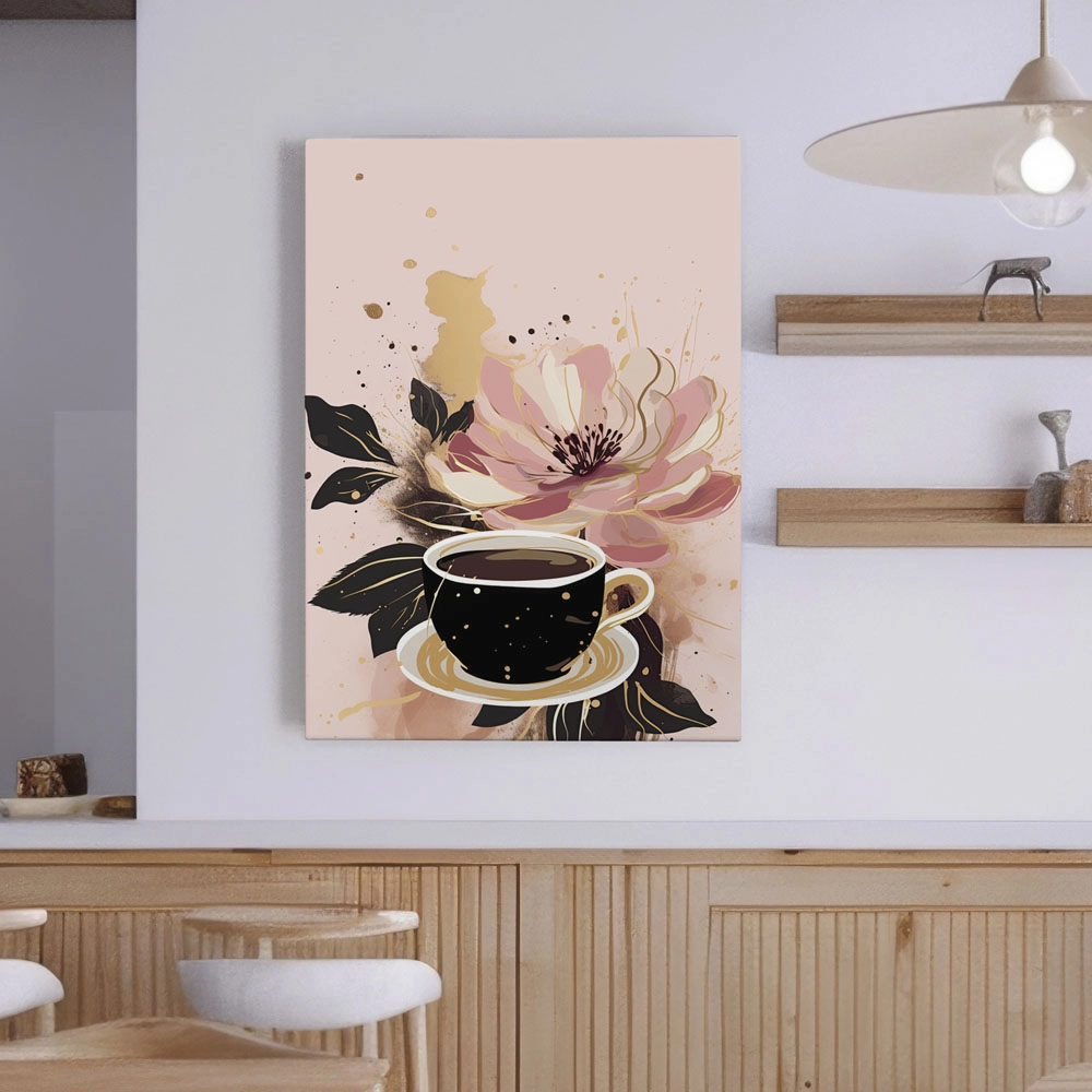 Πινακας σε καμβά CUP OF COFFEE WITH FLOWERS