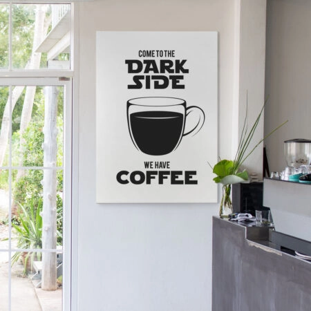Πινακας σε καμβά DARK SIDE COFFEE WHITE - Food and Drink