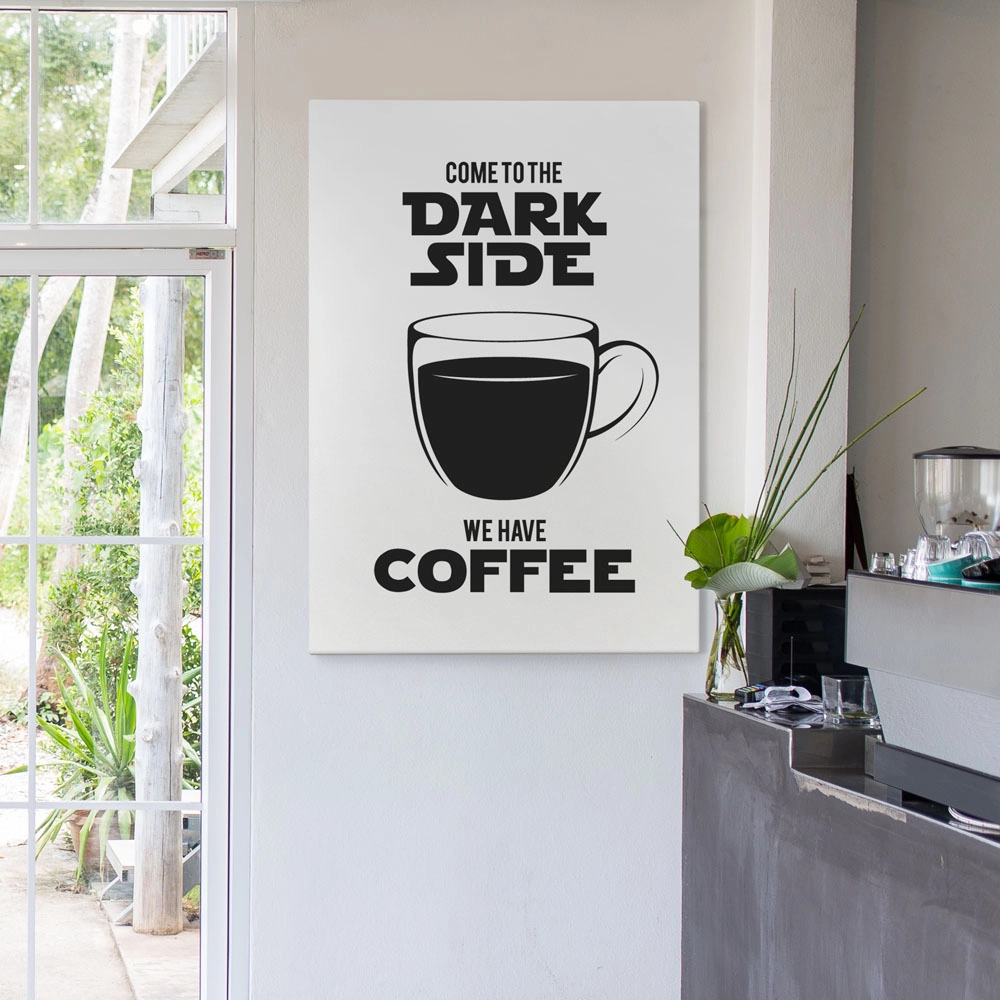 Πινακας σε καμβά DARK SIDE COFFEE WHITE