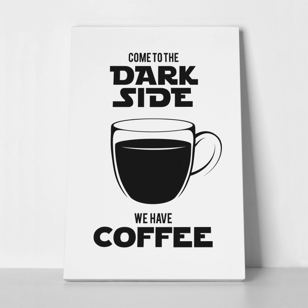 Πινακας σε καμβά DARK SIDE COFFEE WHITE