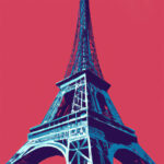 Πίνακας Τετράγωνος EIFFEL ON RED BACKGROUND