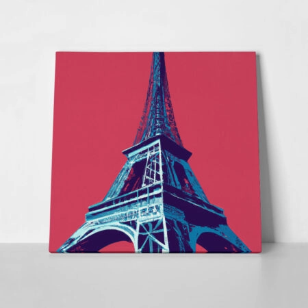 Πίνακας Τετράγωνος EIFFEL ON RED BACKGROUND - Αξιοθεατα και Ιστορια Sticky 1