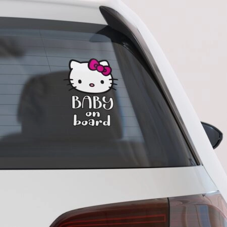 Αυτοκολλητο Αυτοκινητου KITTY ON BOARD - Αυτοκόλλητα Baby on board