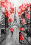 Πινακας σε καμβά PARIS BLACK WHITE AND RED PAINTING