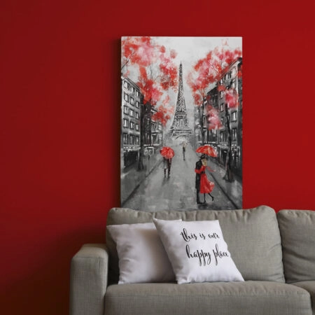 Πινακας σε καμβά PARIS BLACK WHITE AND RED PAINTING - Παρισι Sticky 1