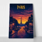Πινακας σε καμβά PARIS NIGHT DRAWING