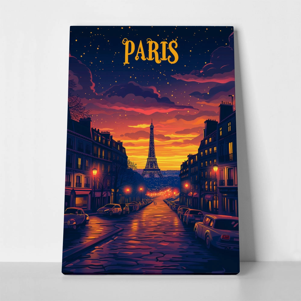 Πινακας σε καμβά PARIS NIGHT DRAWING