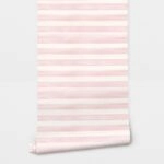 Αυτοκόλλητη Ταπετσαρία τοίχου PINK WATERCOLOR HORIZONTAL STRIPES