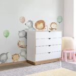 Αυτοκόλλητο τοίχου WATERCOLOR JUNGLE ANIMALS WITH BALLOONS