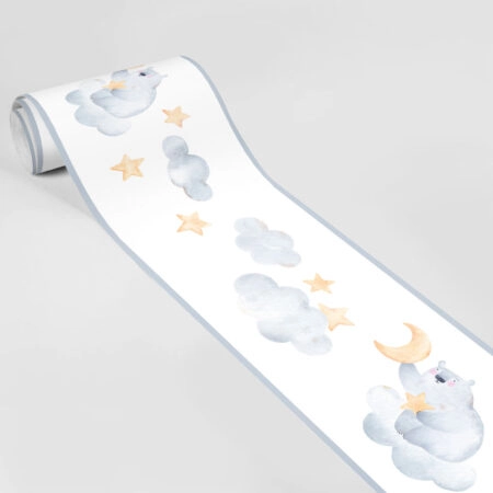 Μπορντούρα τοίχου WATERCOLOR POLAR BEAR ON CLOUDS - Παιδικες μπορντουρες