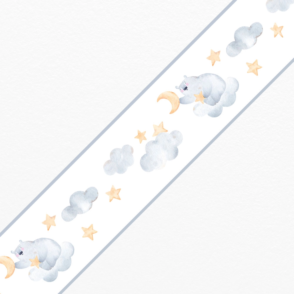 Μπορντούρα τοίχου WATERCOLOR POLAR BEAR ON CLOUDS