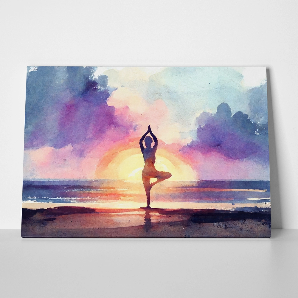 Πινακας σε καμβά YOGA AT SUNSET 2
