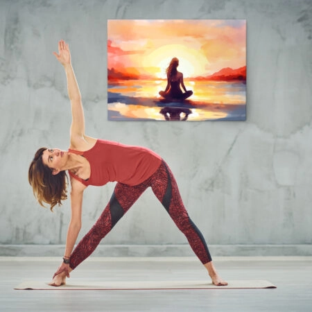 Πινακας σε καμβά YOGA AT SUNSET - Αθληματα και Χομπυ