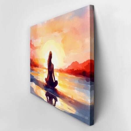 Πινακας σε καμβά YOGA AT SUNSET - Αθληματα και Χομπυ Sticky 3