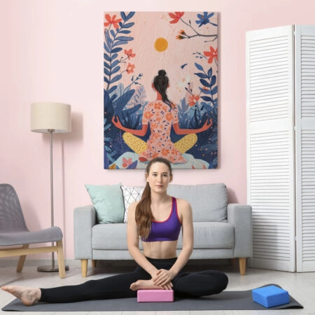 Πινακας σε καμβά YOGA JUNGLE PAINTING - Αθληματα και Χομπυ