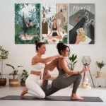 Σετ Τριπτυχος Πινακας σε καμβά YOGA MEDITATION FITNESS
