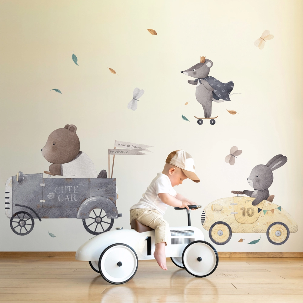 Aυτοκόλλητο Τοίχου CUTE RACING ANIMALS