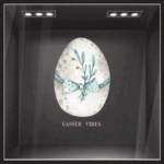 Αυτοκόλλητο Βιτρίνας EASTER EGG WITH FLOWER AND RIBBON