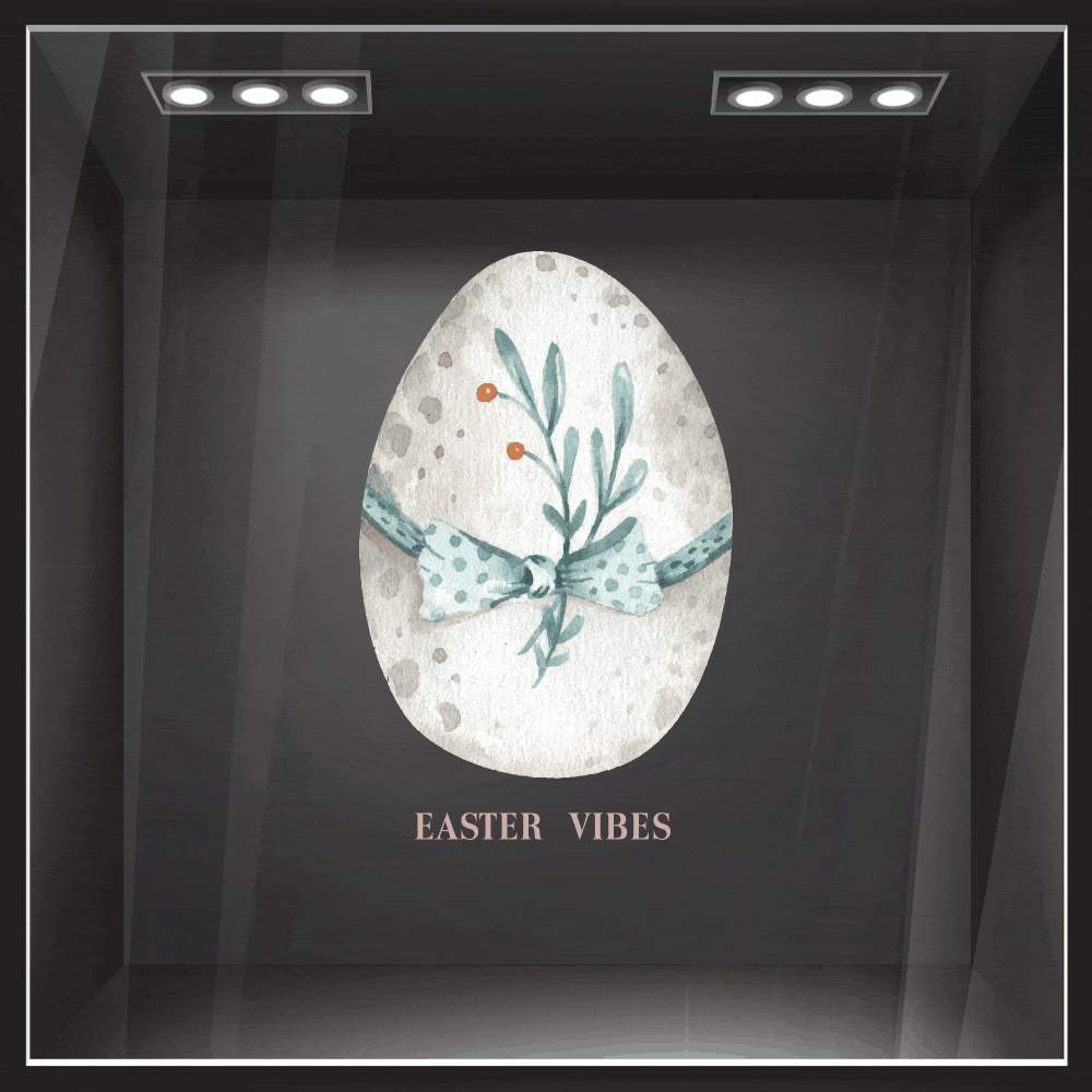 Αυτοκόλλητο Βιτρίνας EASTER EGG WITH FLOWER AND RIBBON