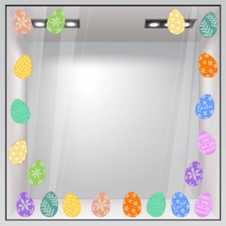 Αυτοκόλλητο Βιτρίνας EASTER EGGS SET - Πασχαλινή βιτρίνα