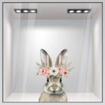 Αυτοκόλλητο Βιτρίνας FLORAL EASTER BUNNY