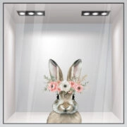 Αυτοκόλλητο Βιτρίνας FLORAL EASTER BUNNY - Πασχαλινή βιτρίνα