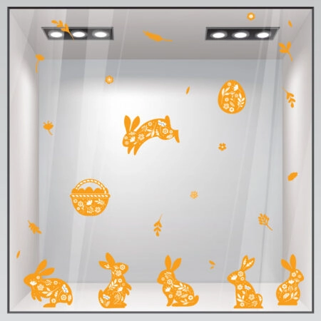 Αυτοκόλλητο Βιτρίνας HAPPY EASTER BUNNIES -  Sticky 1