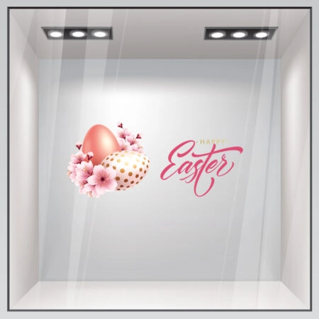 Αυτοκόλλητο Βιτρίνας HAPPY EASTER EGGS - Πασχαλινή βιτρίνα Sticky 1