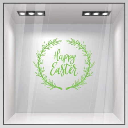 Αυτοκόλλητο Βιτρίνας HAPPY EASTER WREATH - Πασχαλινή βιτρίνα Sticky 9