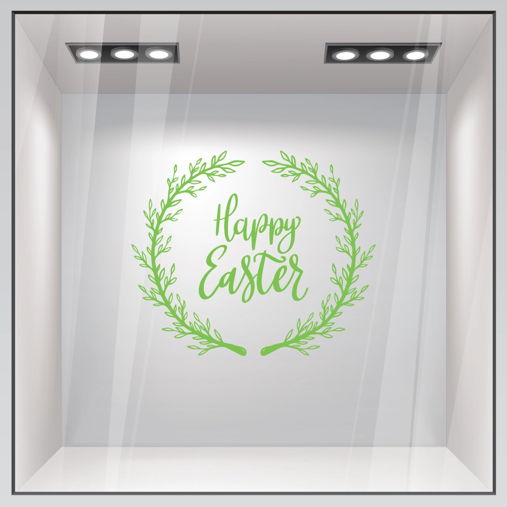 Αυτοκόλλητο Βιτρίνας HAPPY EASTER WREATH